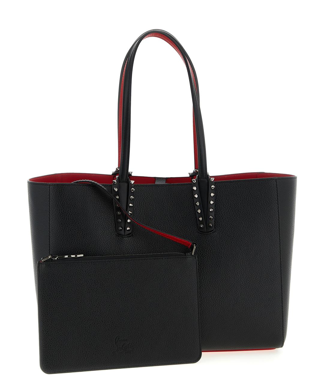 CHRISTIAN LOUBOUTIN Черная кожаная сумка тоут, фото 3