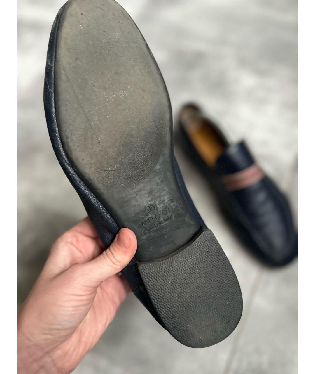 GUCCI Темно-синие кожаные лоферы, фото 7