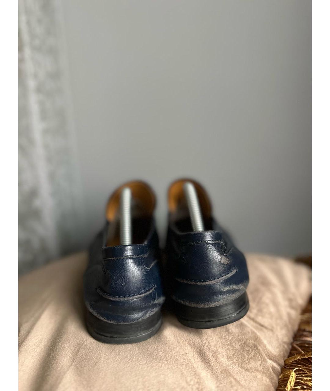 GUCCI Темно-синие кожаные лоферы, фото 5