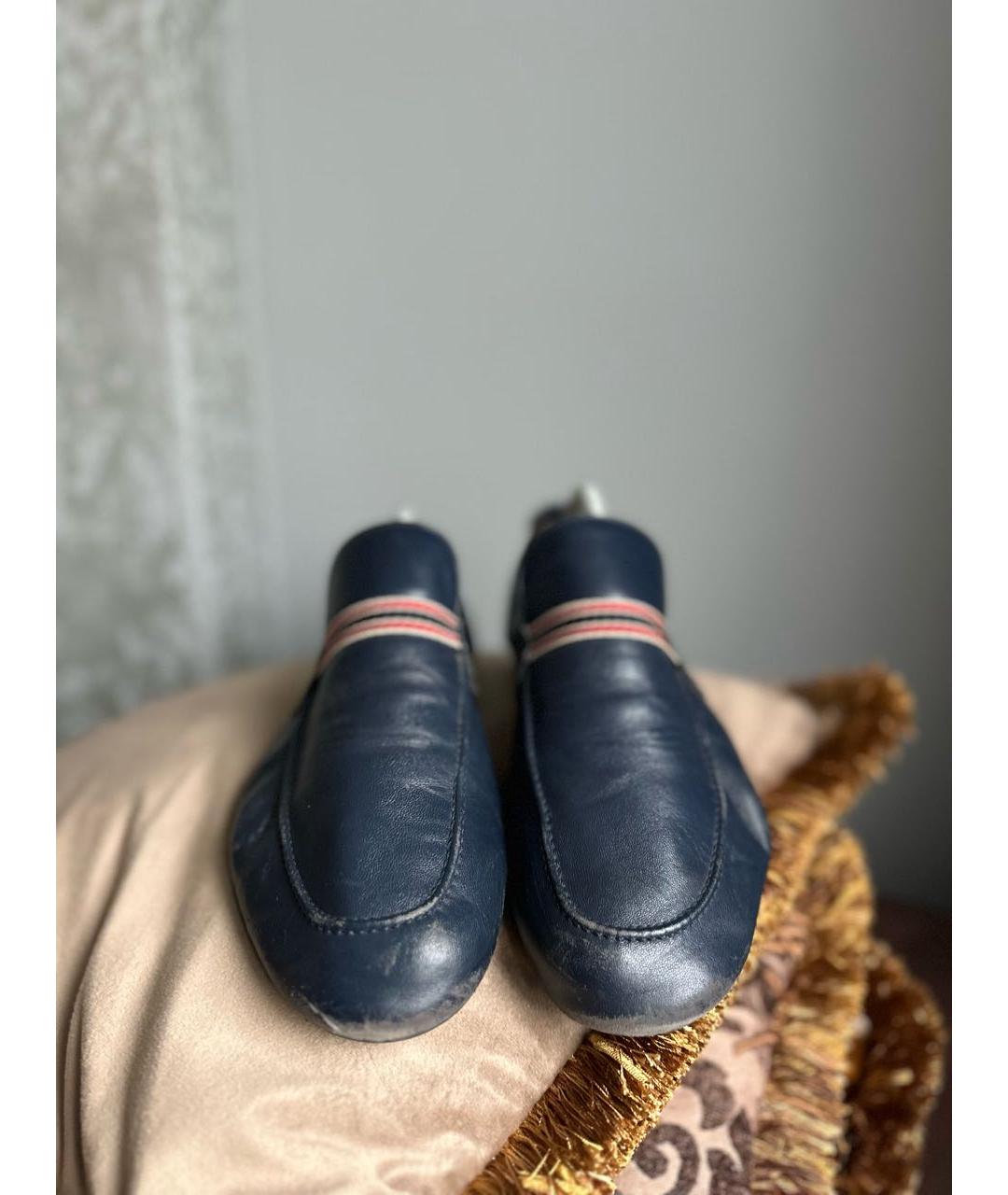 GUCCI Темно-синие кожаные лоферы, фото 3