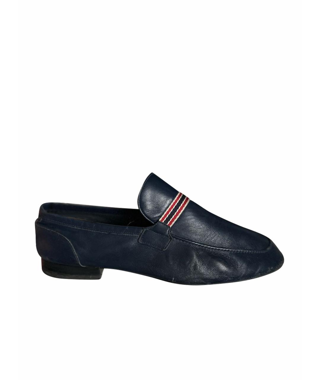 GUCCI Темно-синие кожаные лоферы, фото 1