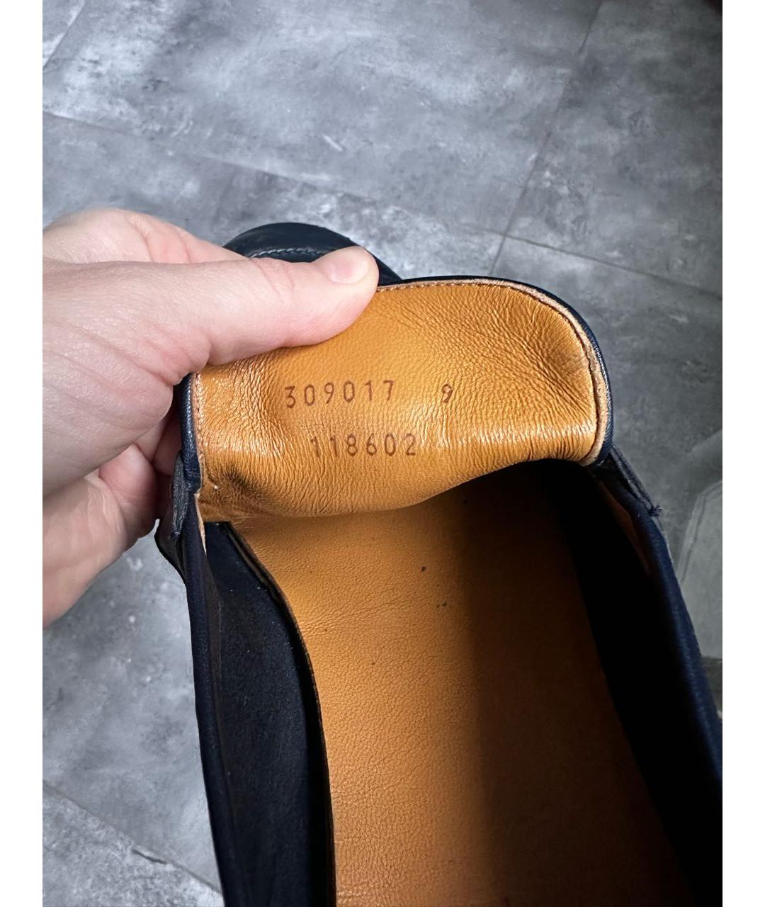 GUCCI Темно-синие кожаные лоферы, фото 8