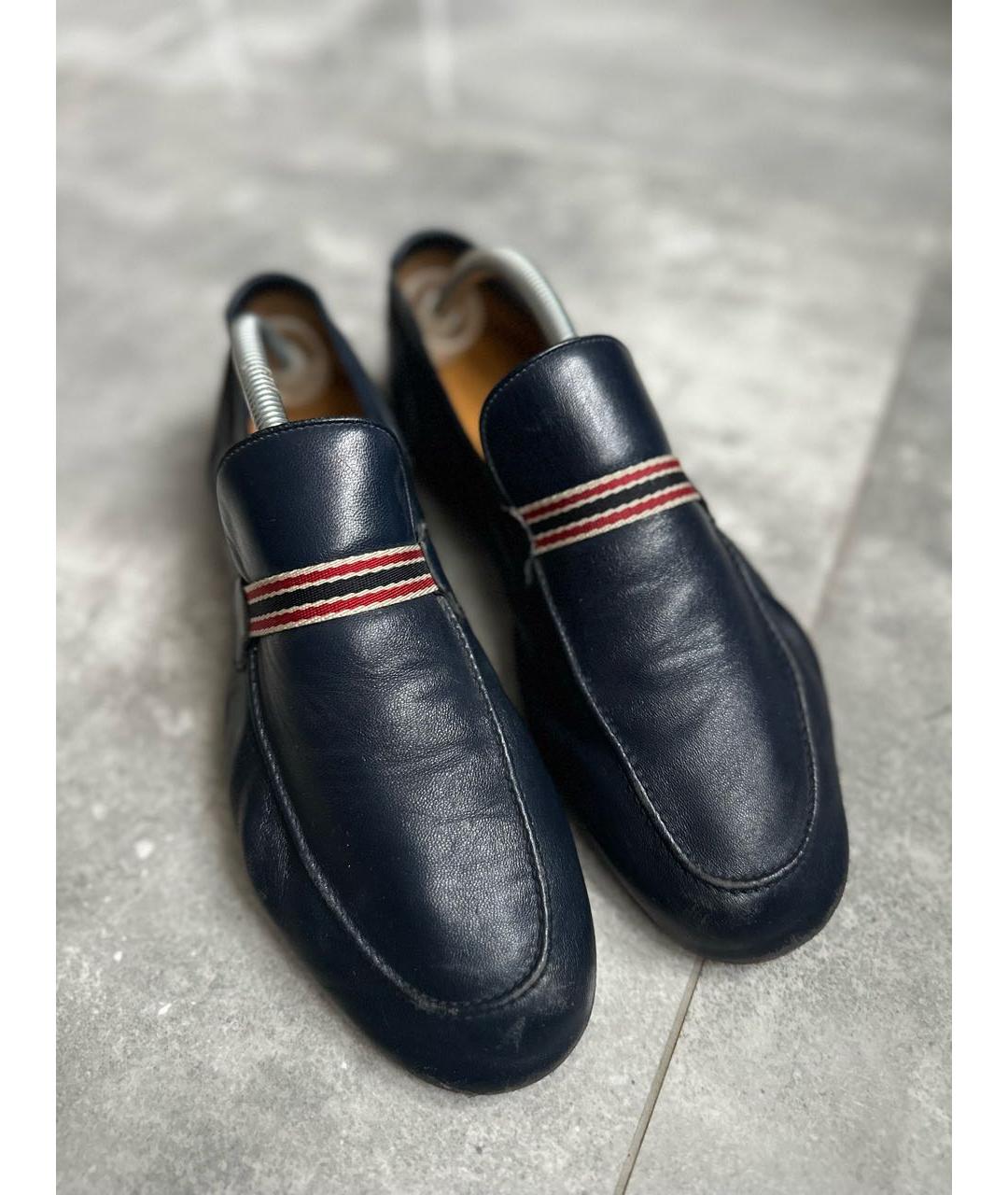 GUCCI Темно-синие кожаные лоферы, фото 6