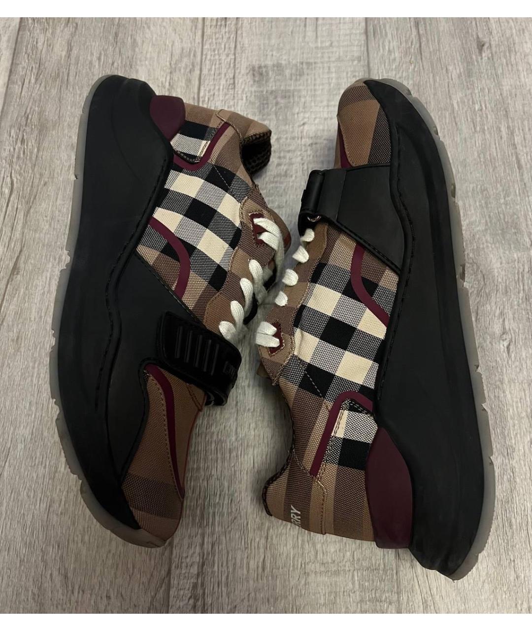 BURBERRY Бежевые текстильные низкие кроссовки / кеды, фото 4