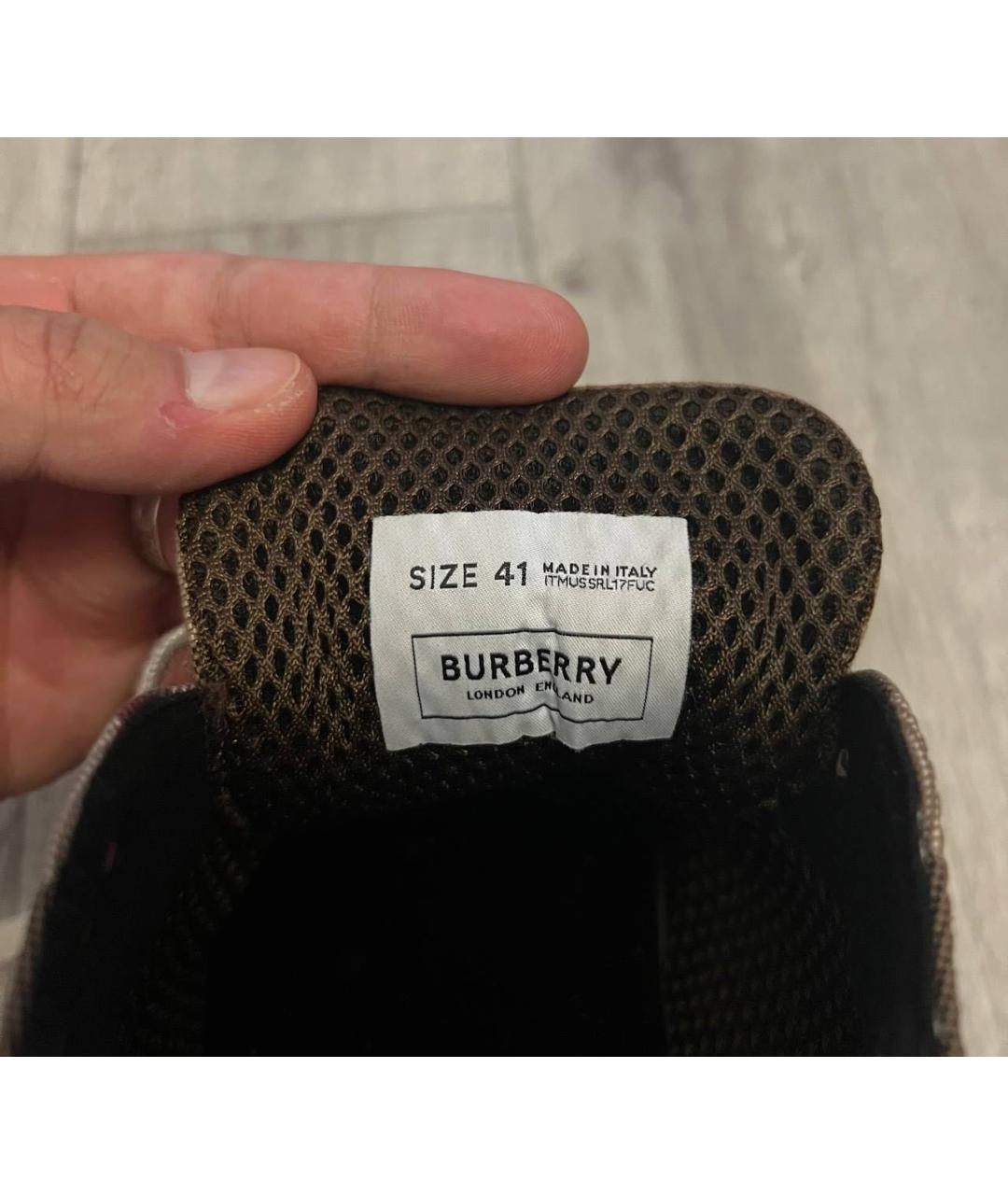 BURBERRY Бежевые текстильные низкие кроссовки / кеды, фото 8