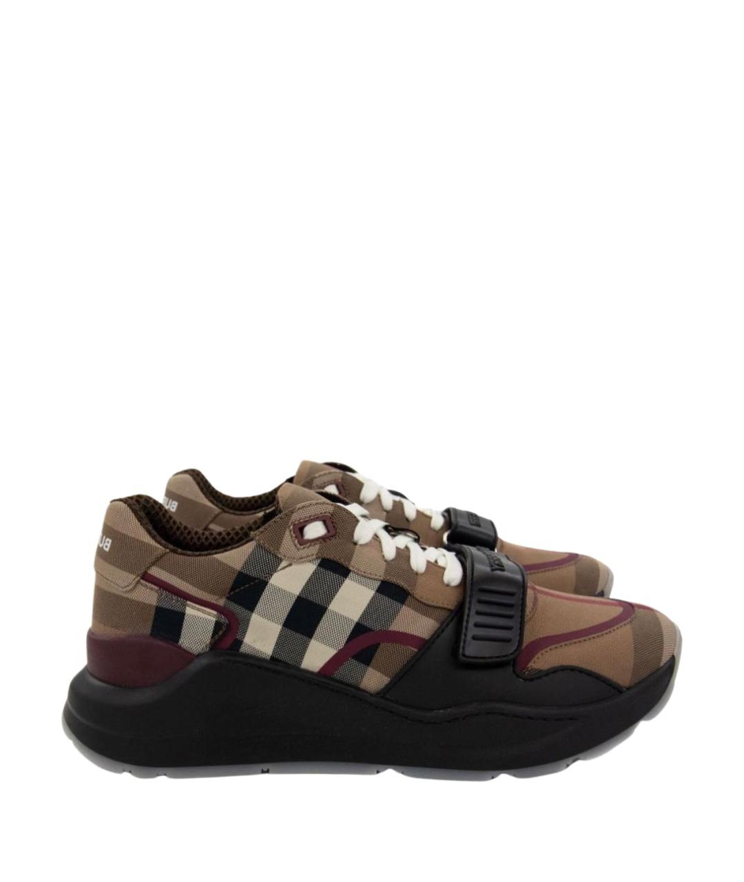 BURBERRY Бежевые текстильные низкие кроссовки / кеды, фото 1