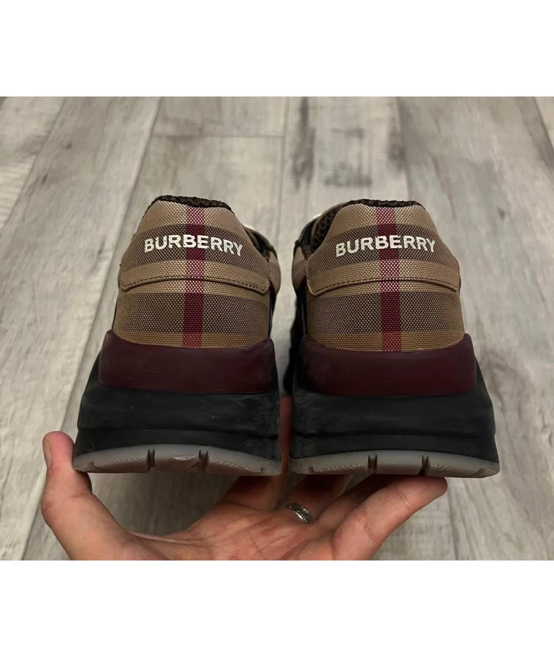 BURBERRY Бежевые текстильные низкие кроссовки / кеды, фото 6