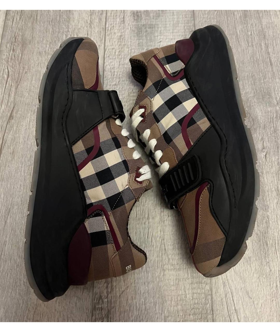 BURBERRY Бежевые текстильные низкие кроссовки / кеды, фото 5