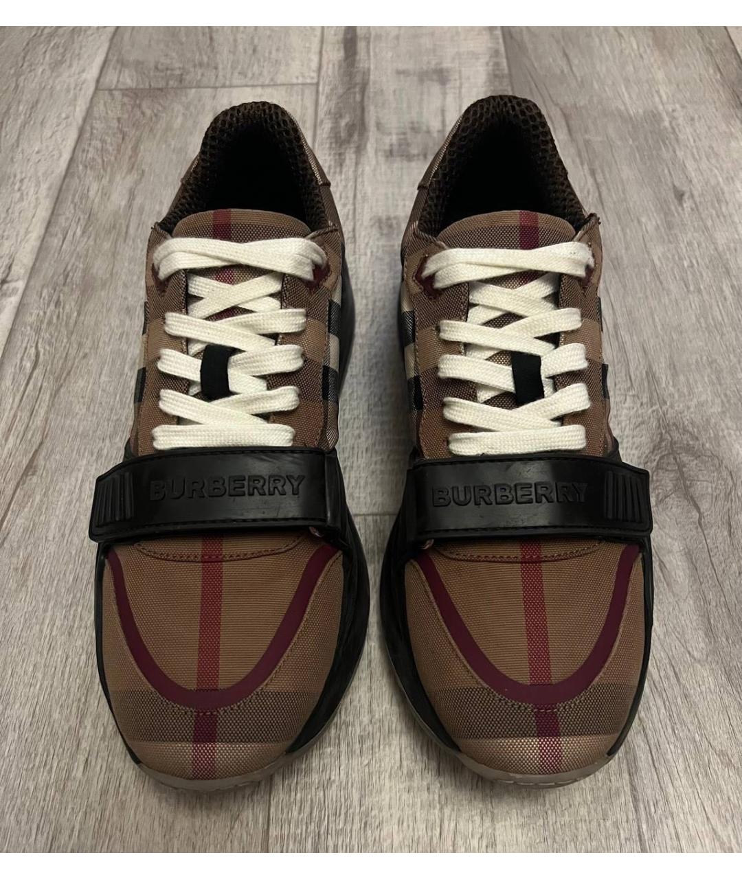 BURBERRY Бежевые текстильные низкие кроссовки / кеды, фото 3