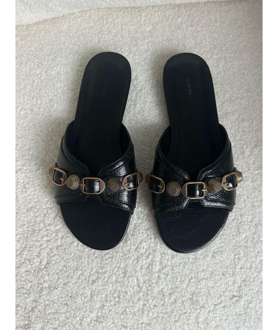 BALENCIAGA Черные кожаные шлепанцы, фото 3