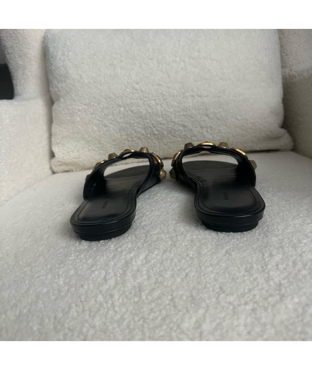BALENCIAGA Черные кожаные шлепанцы, фото 5