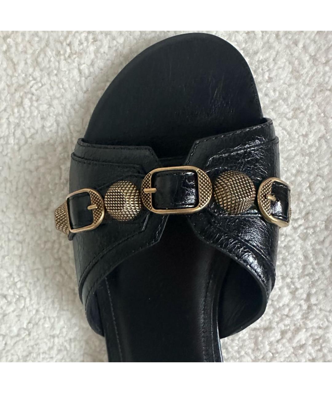 BALENCIAGA Черные кожаные шлепанцы, фото 7
