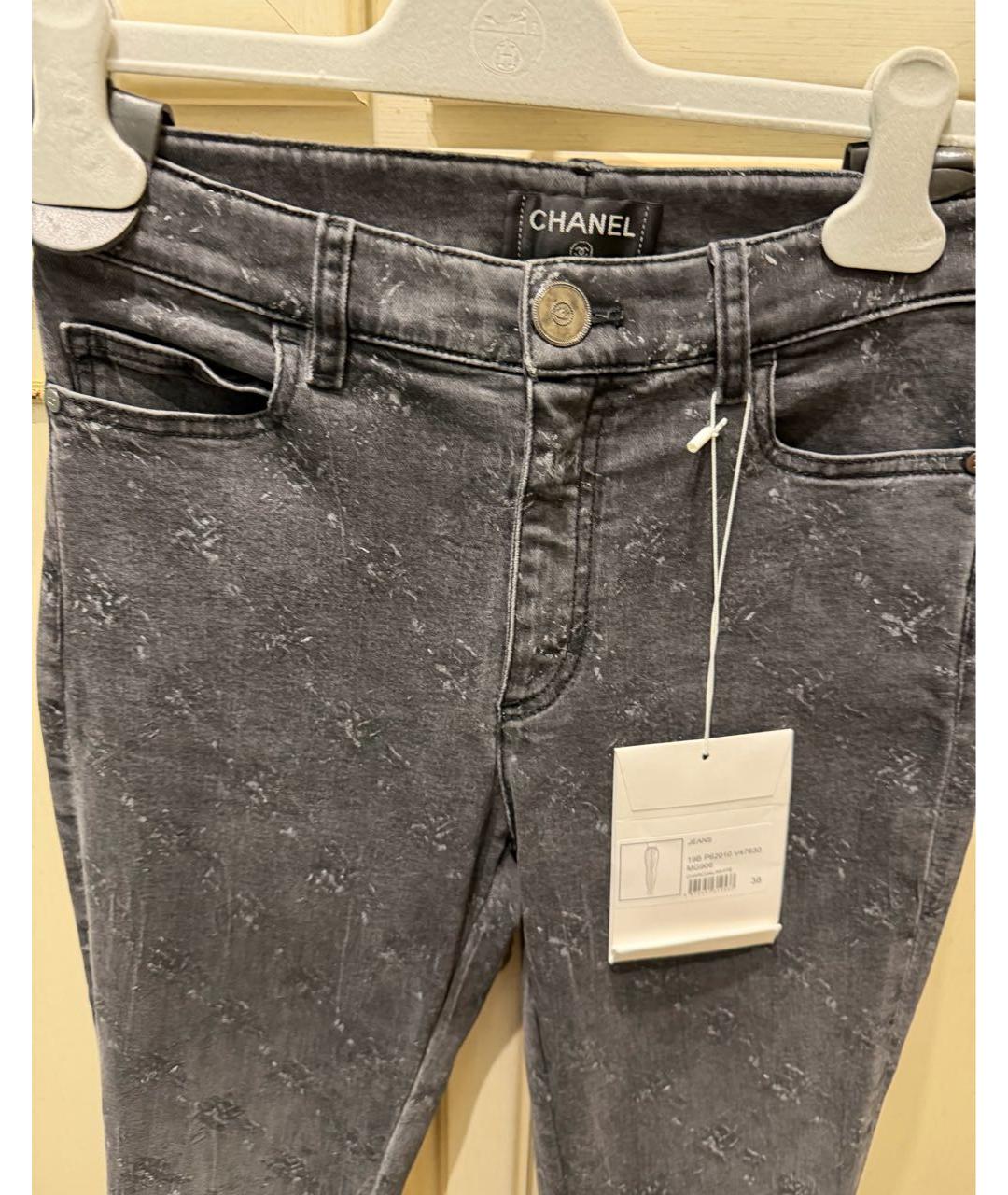 CHANEL Серые хлопко-эластановые джинсы слим, фото 4