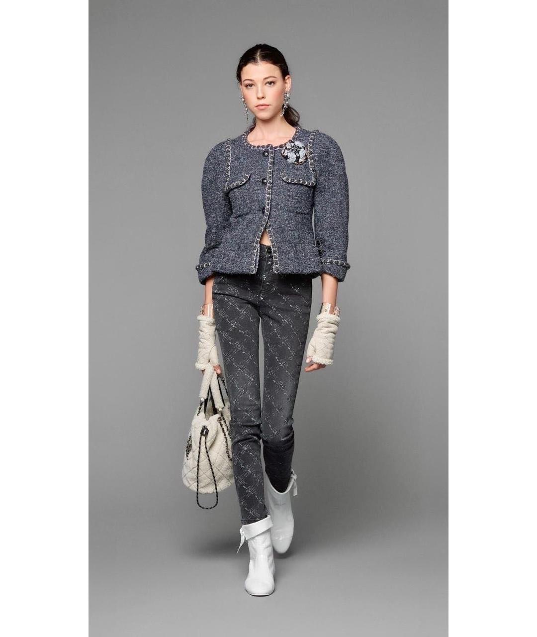 CHANEL Серые хлопко-эластановые джинсы слим, фото 2