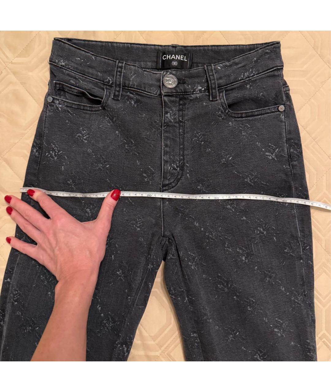 CHANEL Серые хлопко-эластановые джинсы слим, фото 7