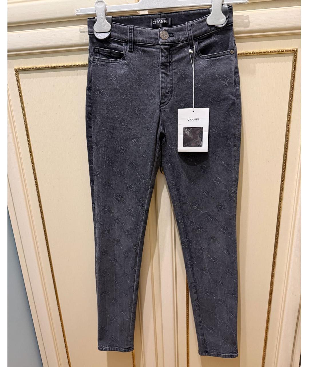CHANEL Серые хлопко-эластановые джинсы слим, фото 9
