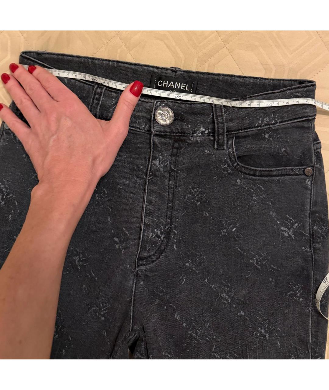 CHANEL Серые хлопко-эластановые джинсы слим, фото 6