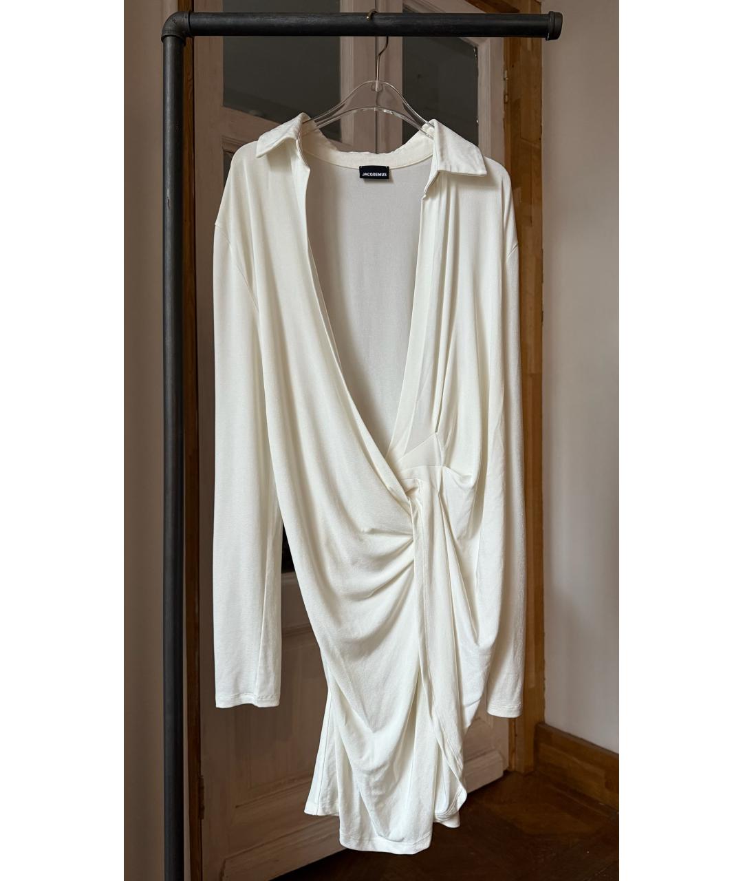 JACQUEMUS Белое вискозное вечернее платье, фото 5