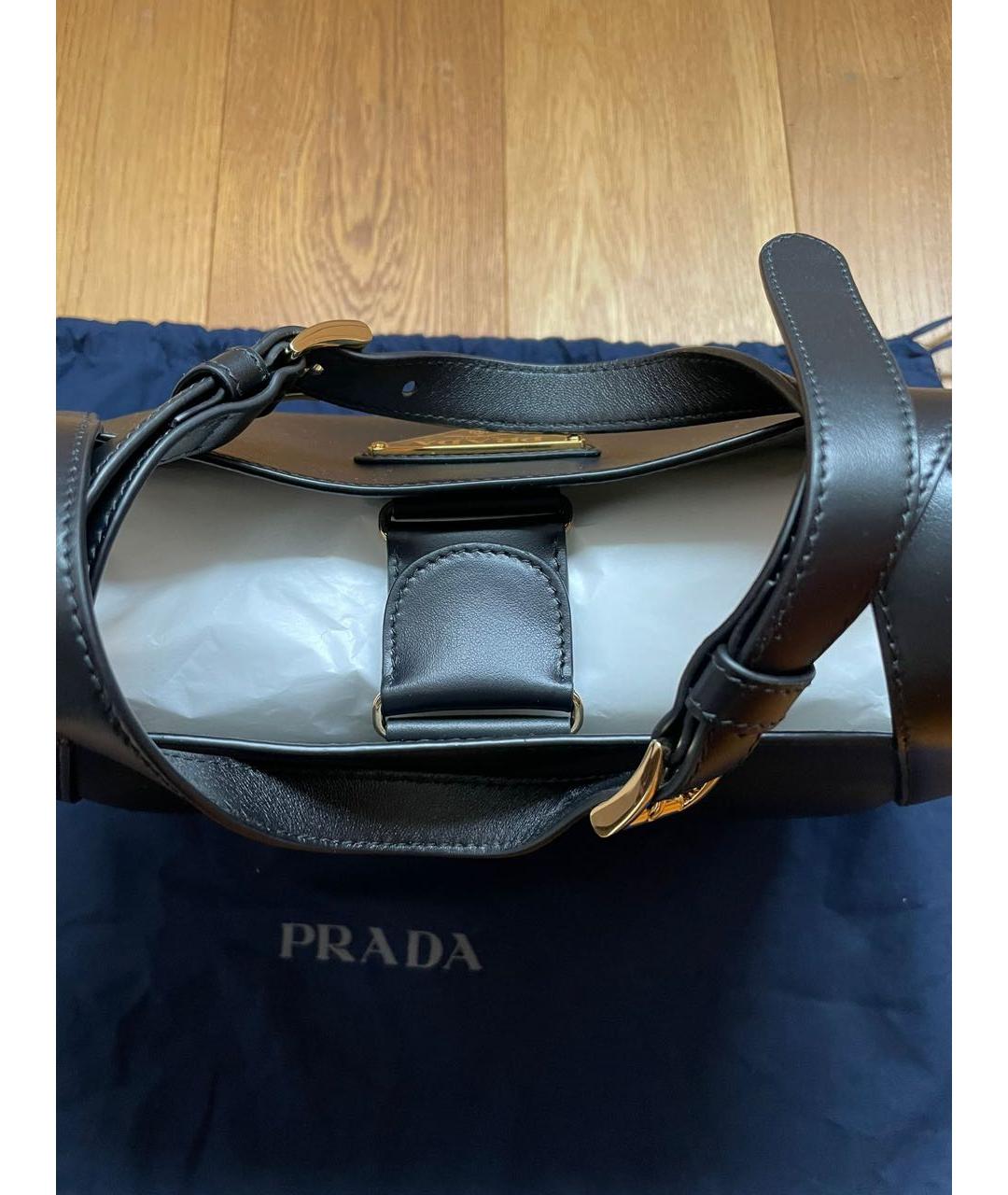 PRADA Черная кожаная сумка тоут, фото 7