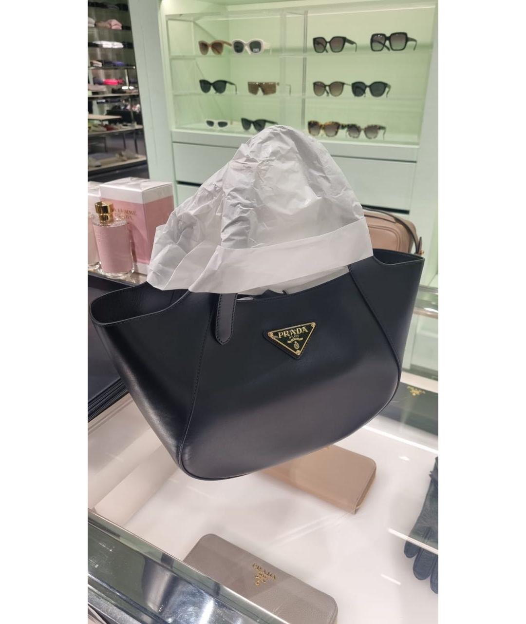 PRADA Черная кожаная сумка тоут, фото 4