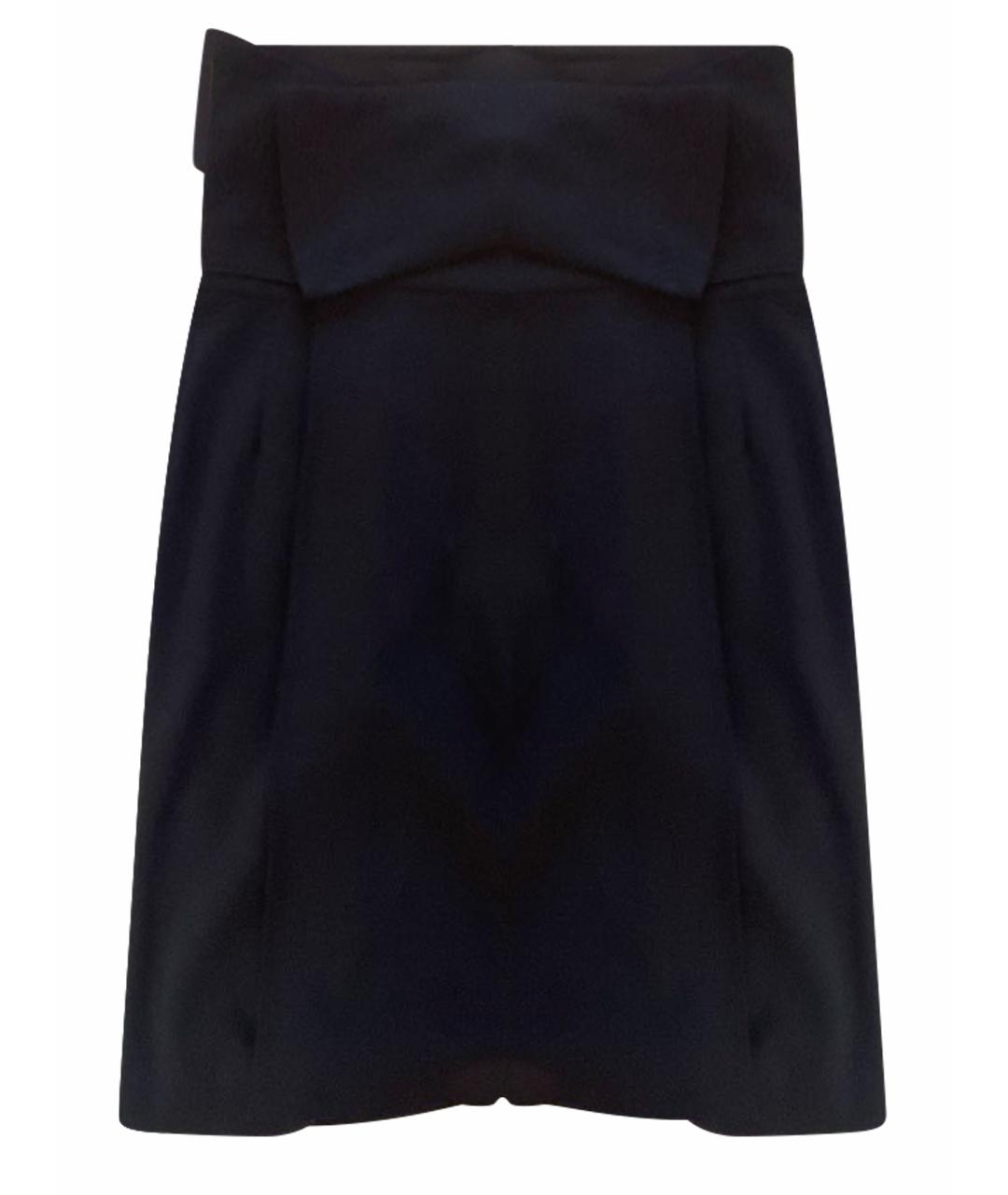 ARMANI COLLEZIONI Темно-синяя шерстяная юбка миди, фото 1