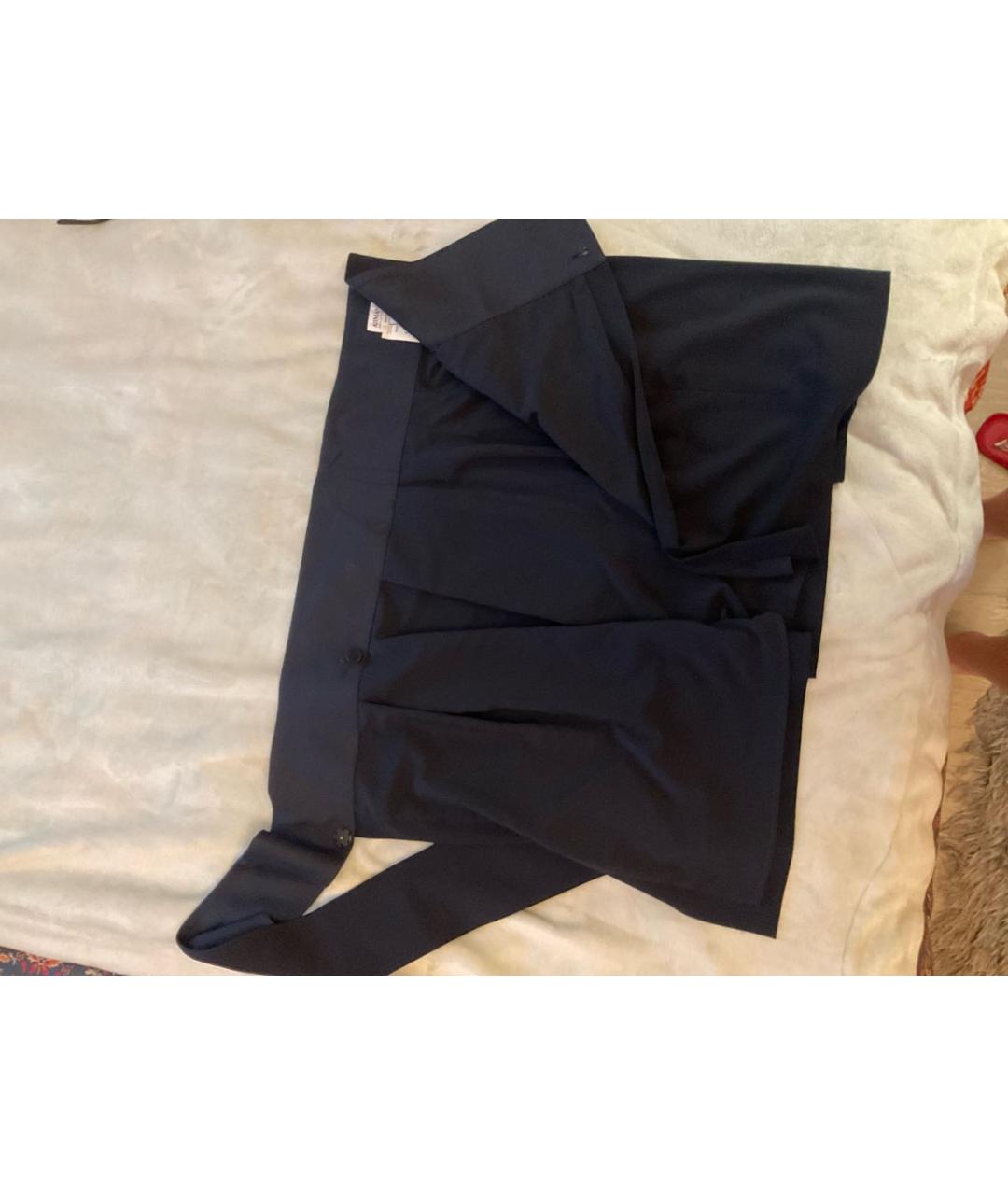 ARMANI COLLEZIONI Темно-синяя шерстяная юбка миди, фото 2