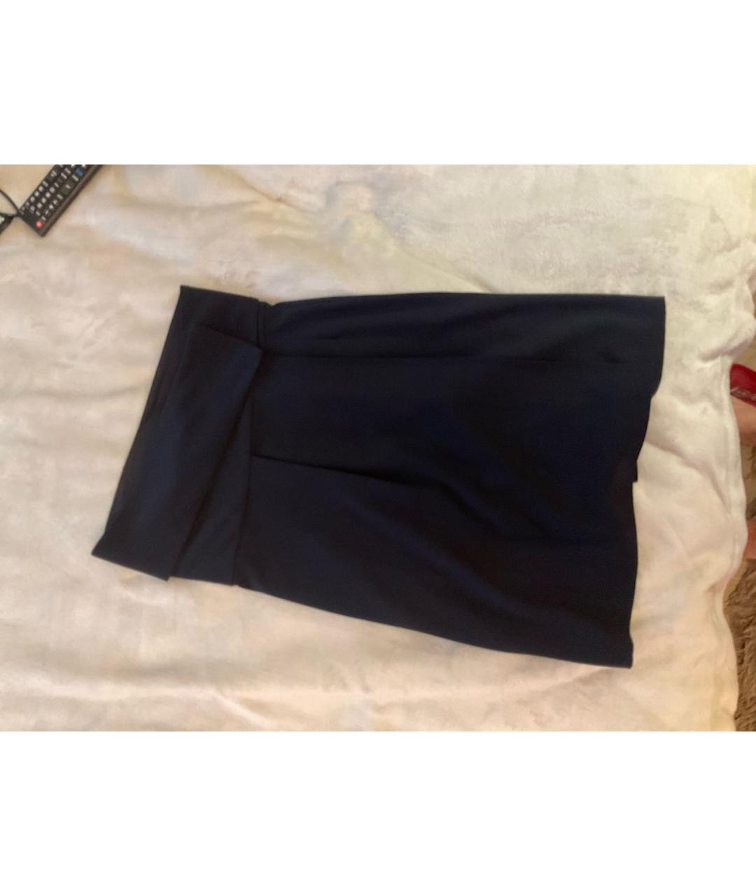 ARMANI COLLEZIONI Темно-синяя шерстяная юбка миди, фото 6