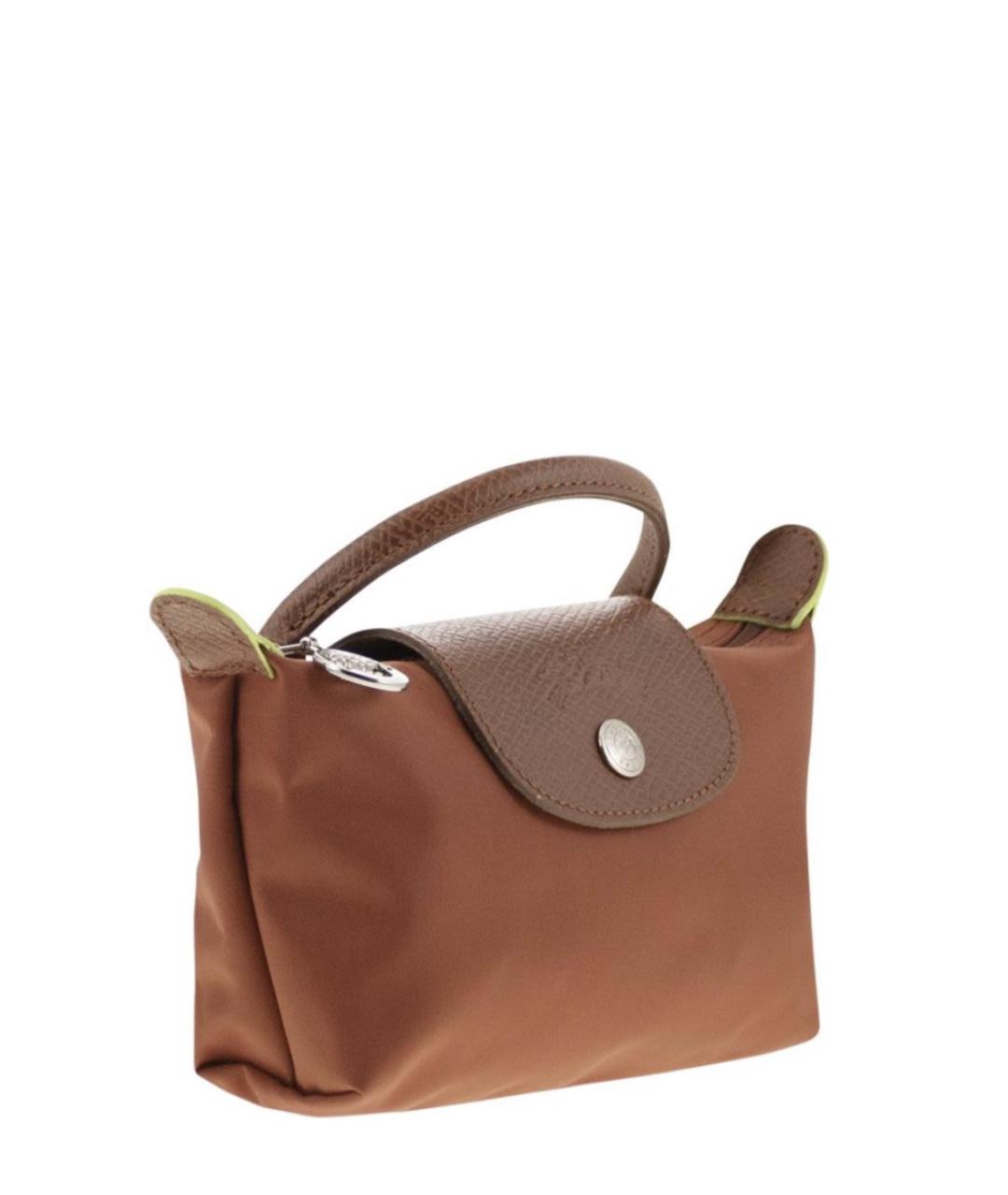 LONGCHAMP Коричневая тканевая сумка с короткими ручками, фото 4