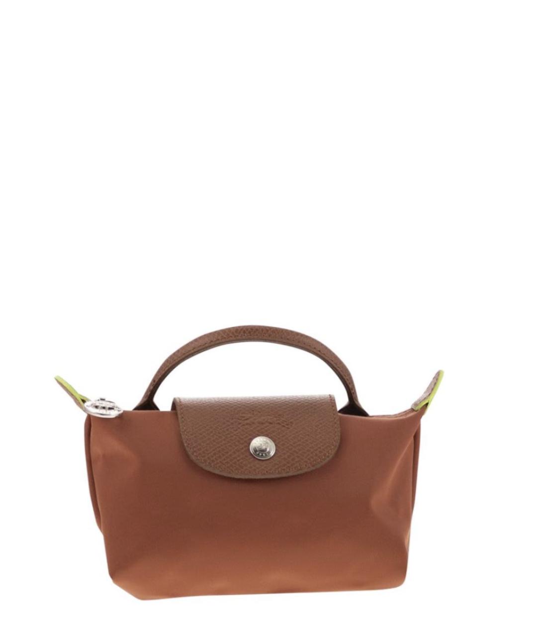 LONGCHAMP Коричневая тканевая сумка с короткими ручками, фото 1