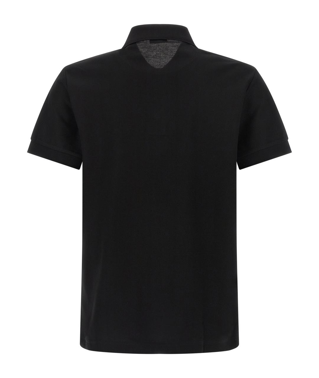 BURBERRY Черное хлопковое поло с коротким рукавом, фото 2