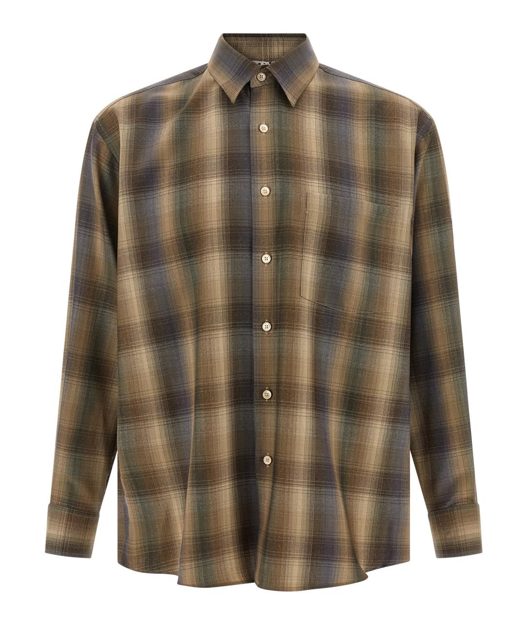 AURALEE Коричневая шерстяная кэжуал рубашка, фото 1