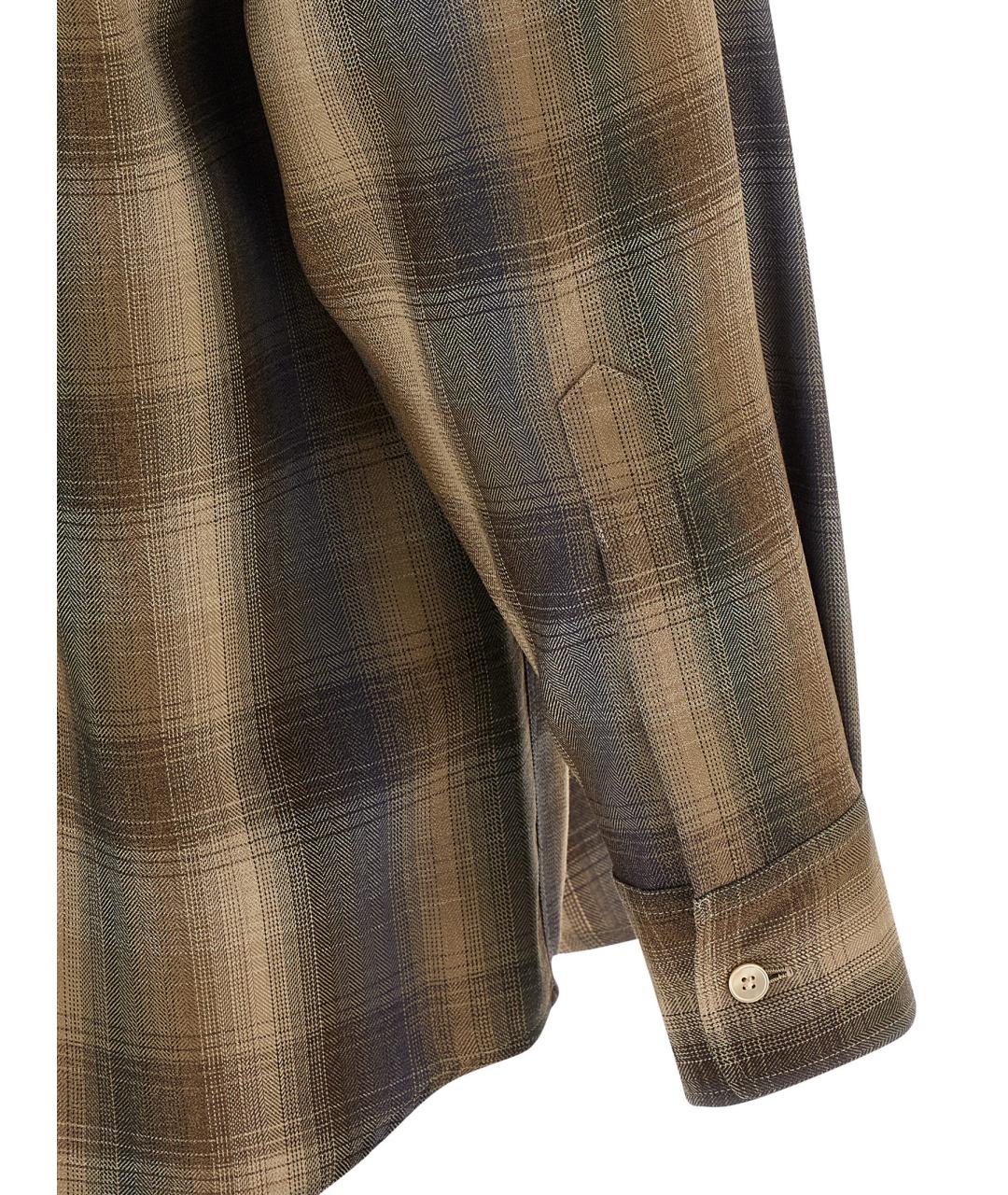 AURALEE Коричневая шерстяная кэжуал рубашка, фото 4