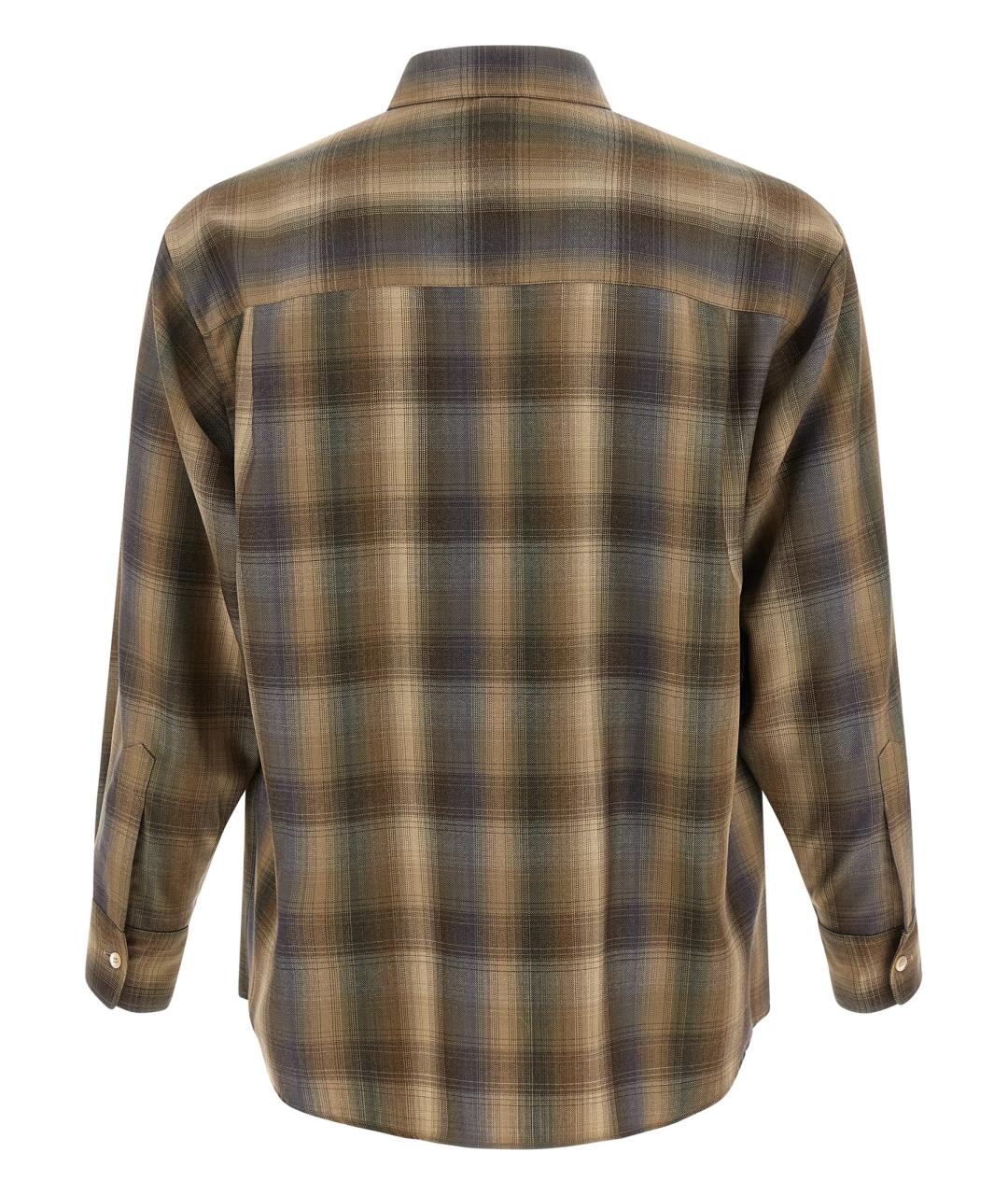 AURALEE Коричневая шерстяная кэжуал рубашка, фото 2