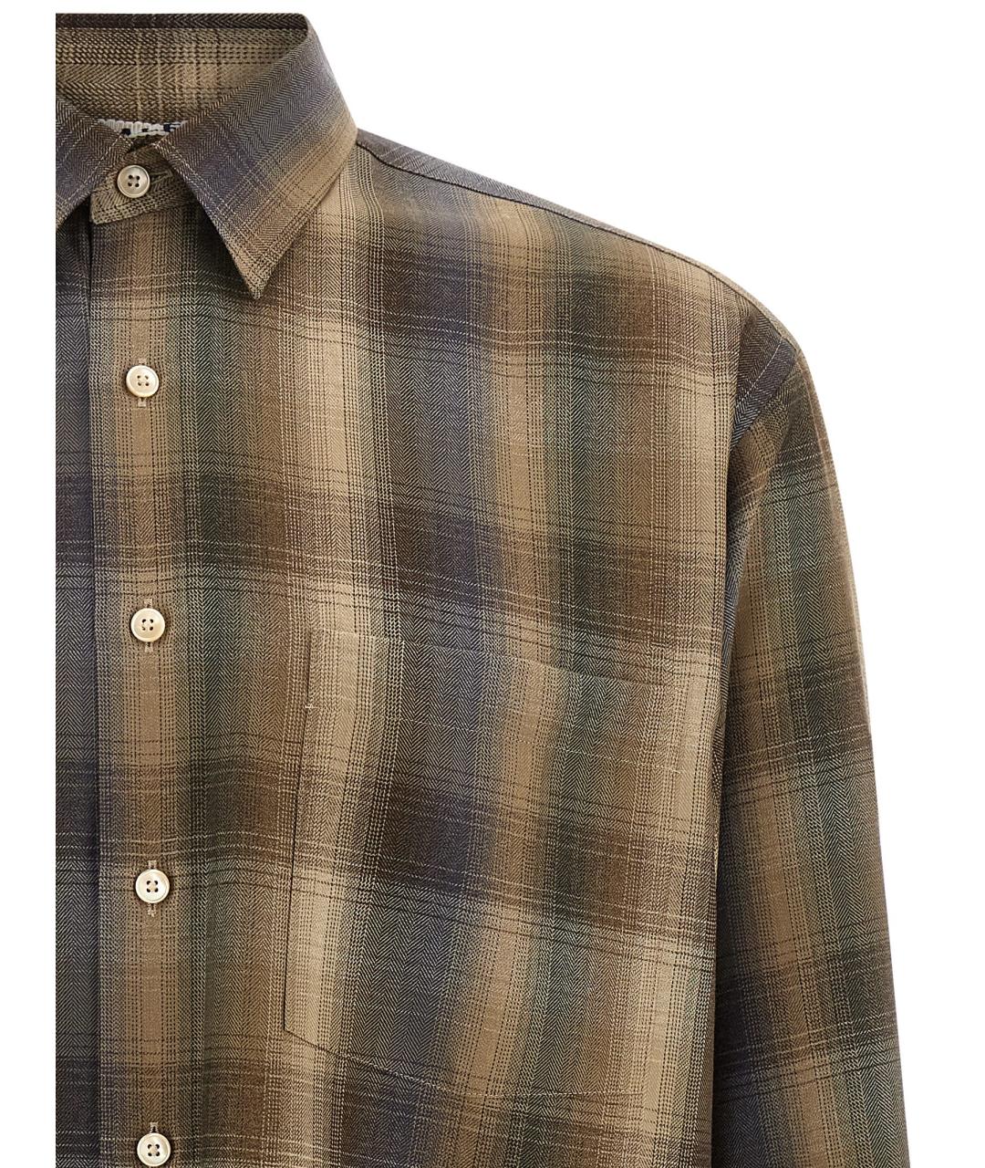 AURALEE Коричневая шерстяная кэжуал рубашка, фото 3