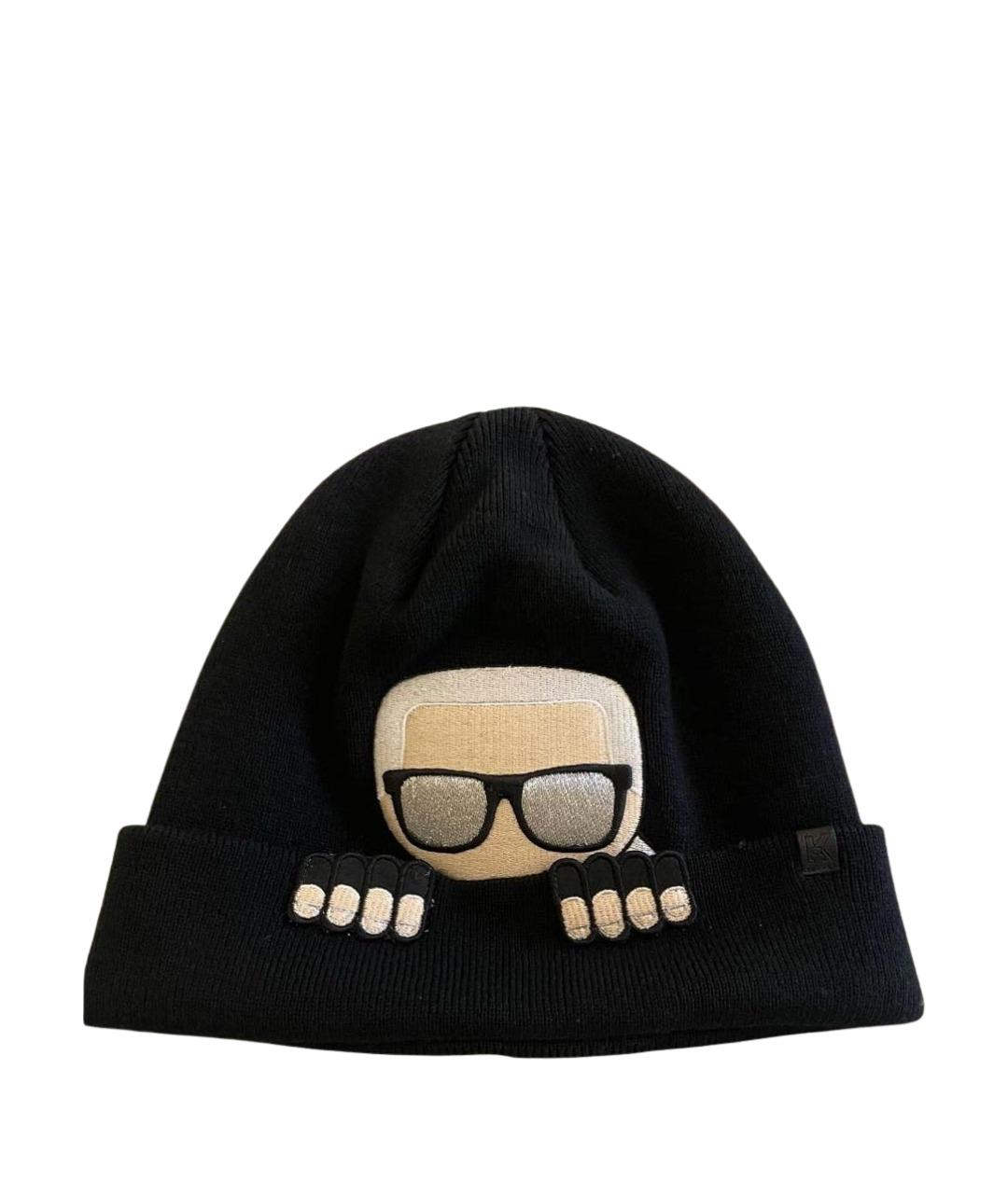 KARL LAGERFELD Черная шерстяная шапка, фото 1