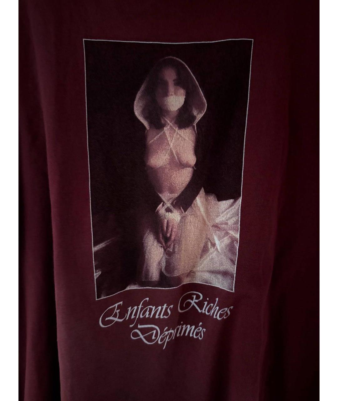 Enfants Riches Déprimés Бордовая хлопковая футболка, фото 4