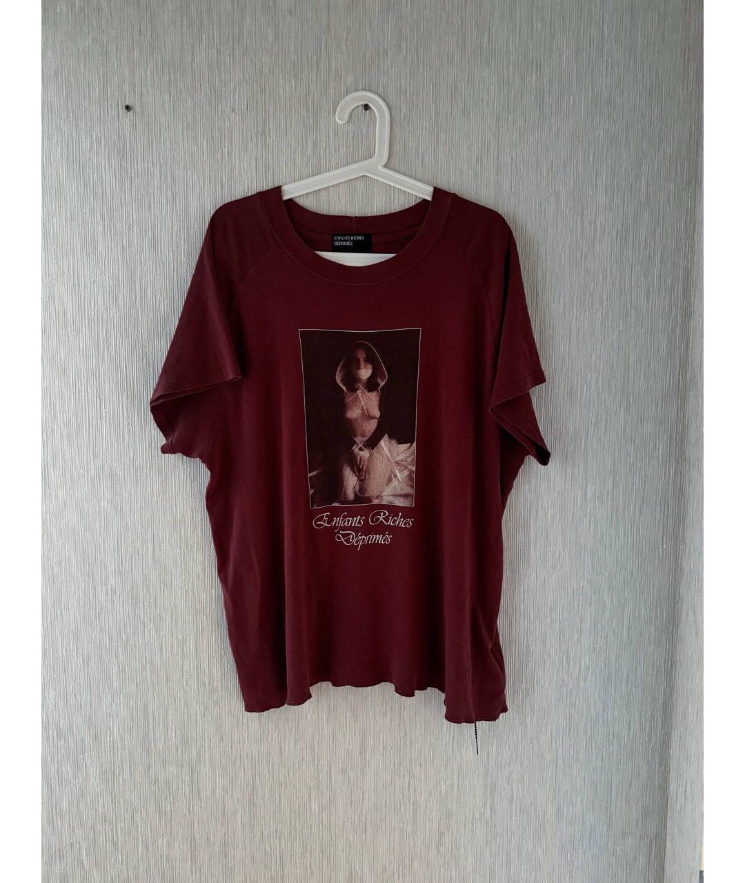 Enfants Riches Déprimés Бордовая хлопковая футболка, фото 8