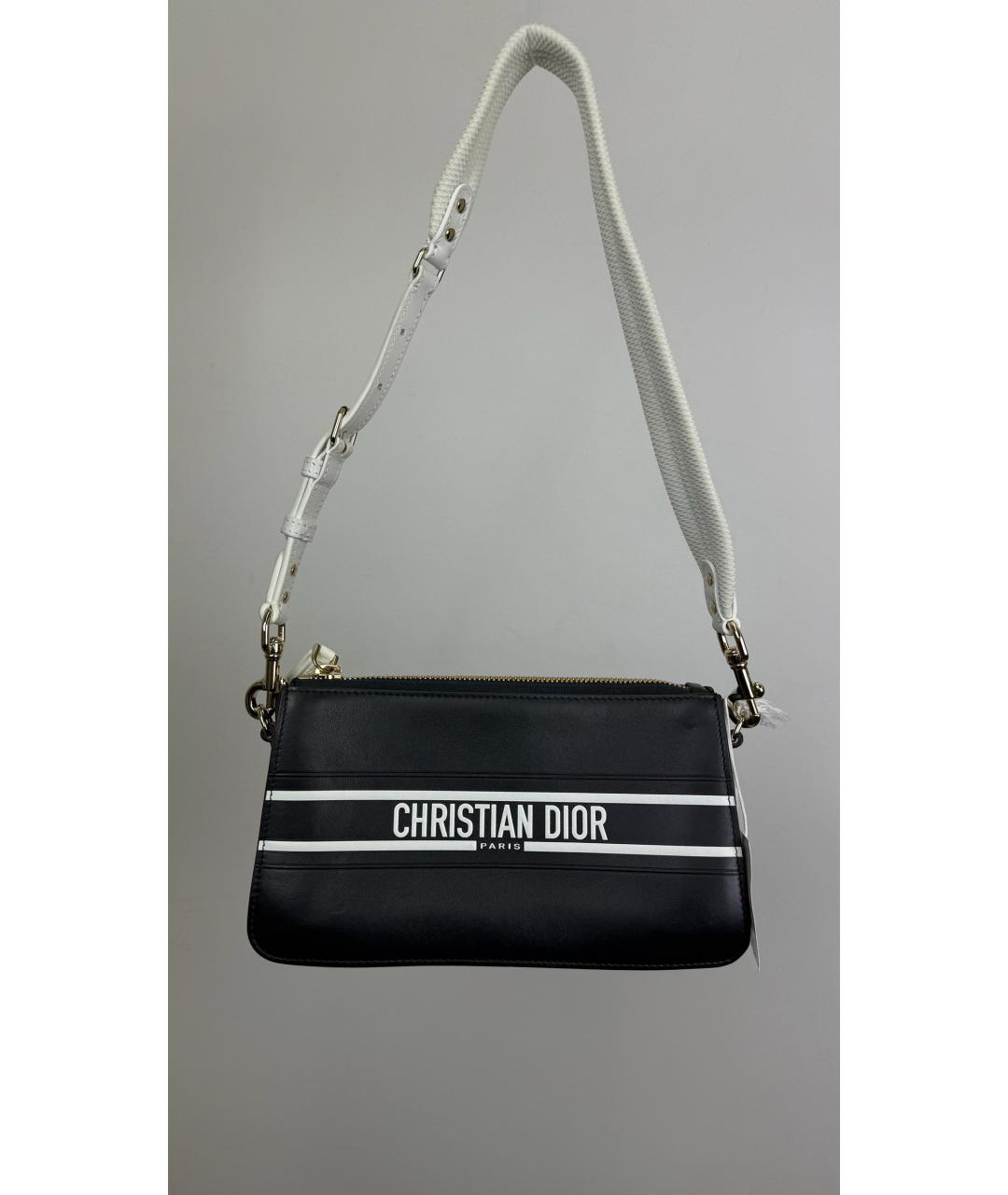 CHRISTIAN DIOR Черная кожаная сумка с короткими ручками, фото 6