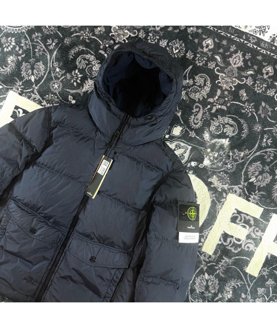 STONE ISLAND Темно-синий пуховик, фото 2