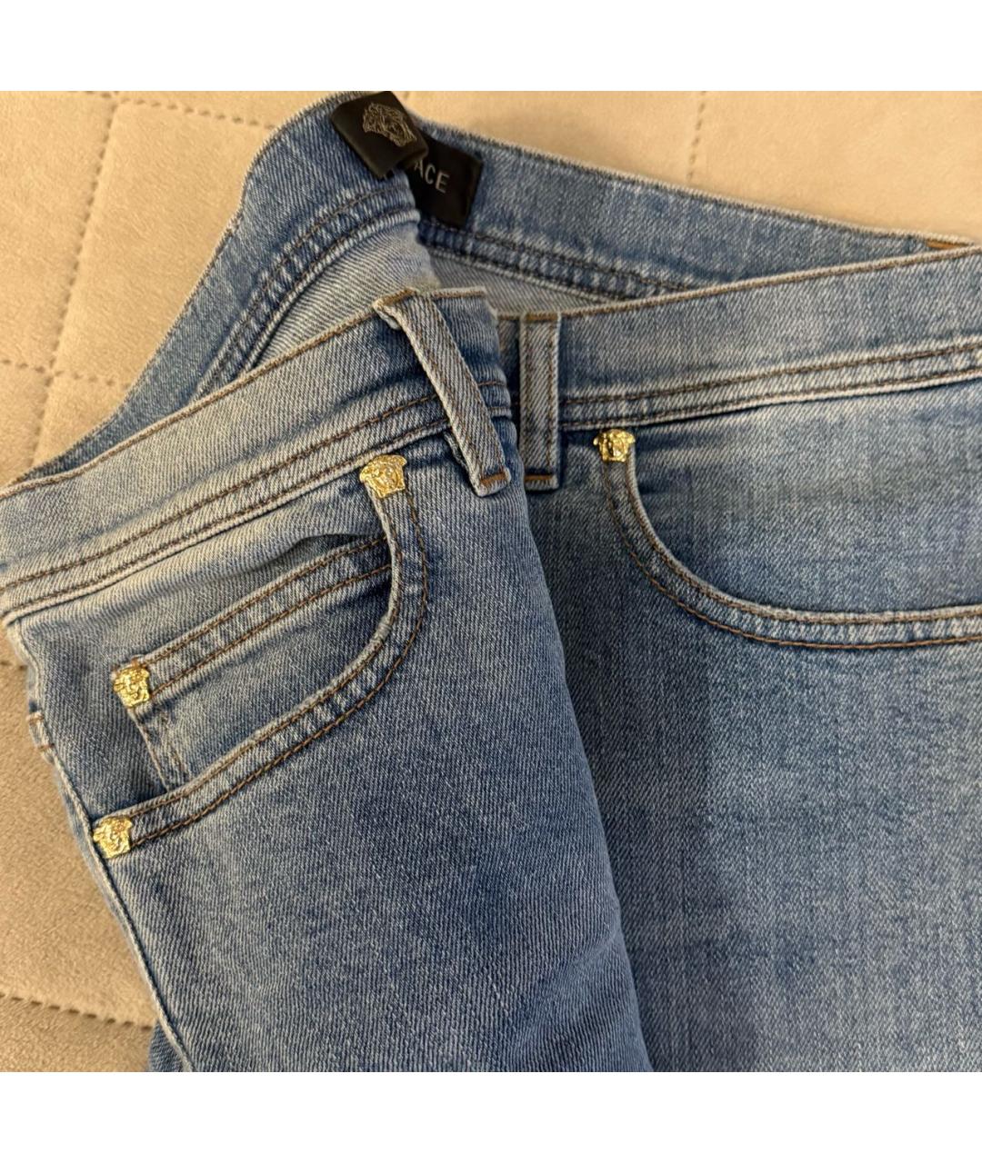 VERSACE Голубые джинсы слим, фото 3