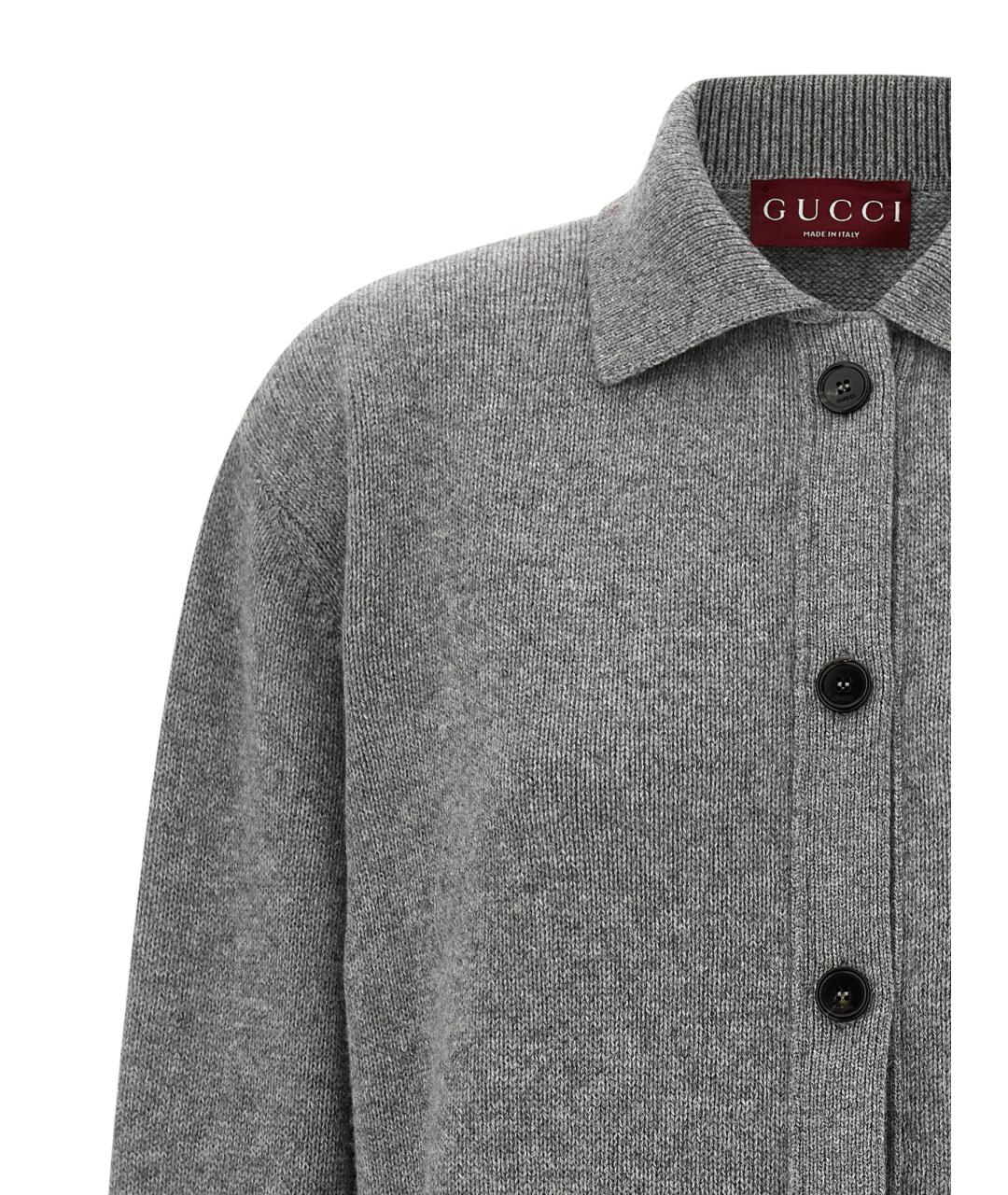 GUCCI Серый кашемировый кардиган, фото 3