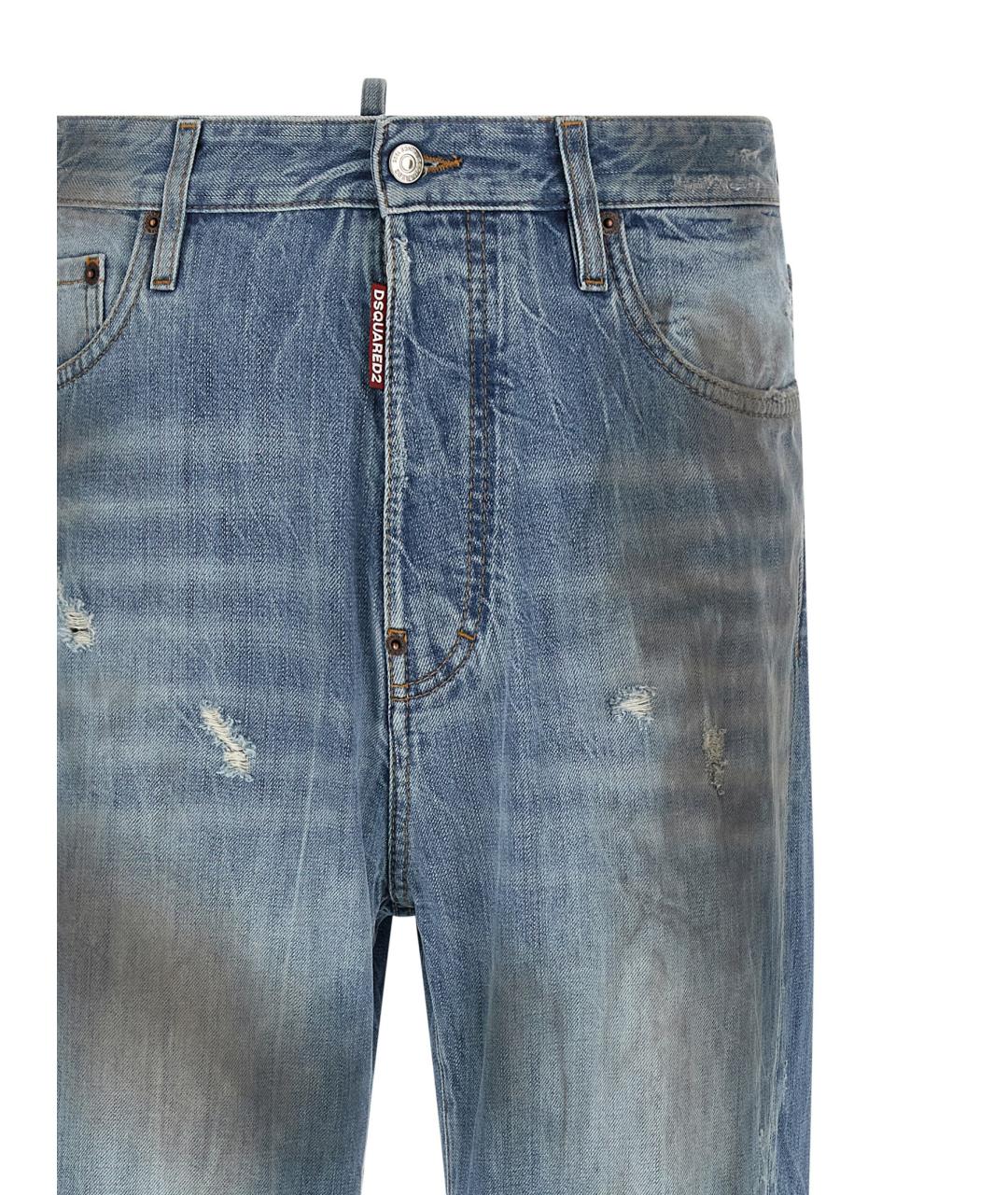 DSQUARED2 Синие хлопковые прямые джинсы, фото 3