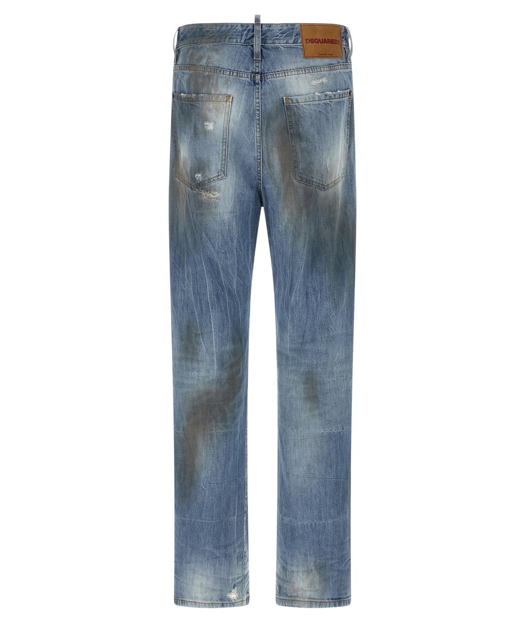 DSQUARED2 Синие хлопковые прямые джинсы, фото 2