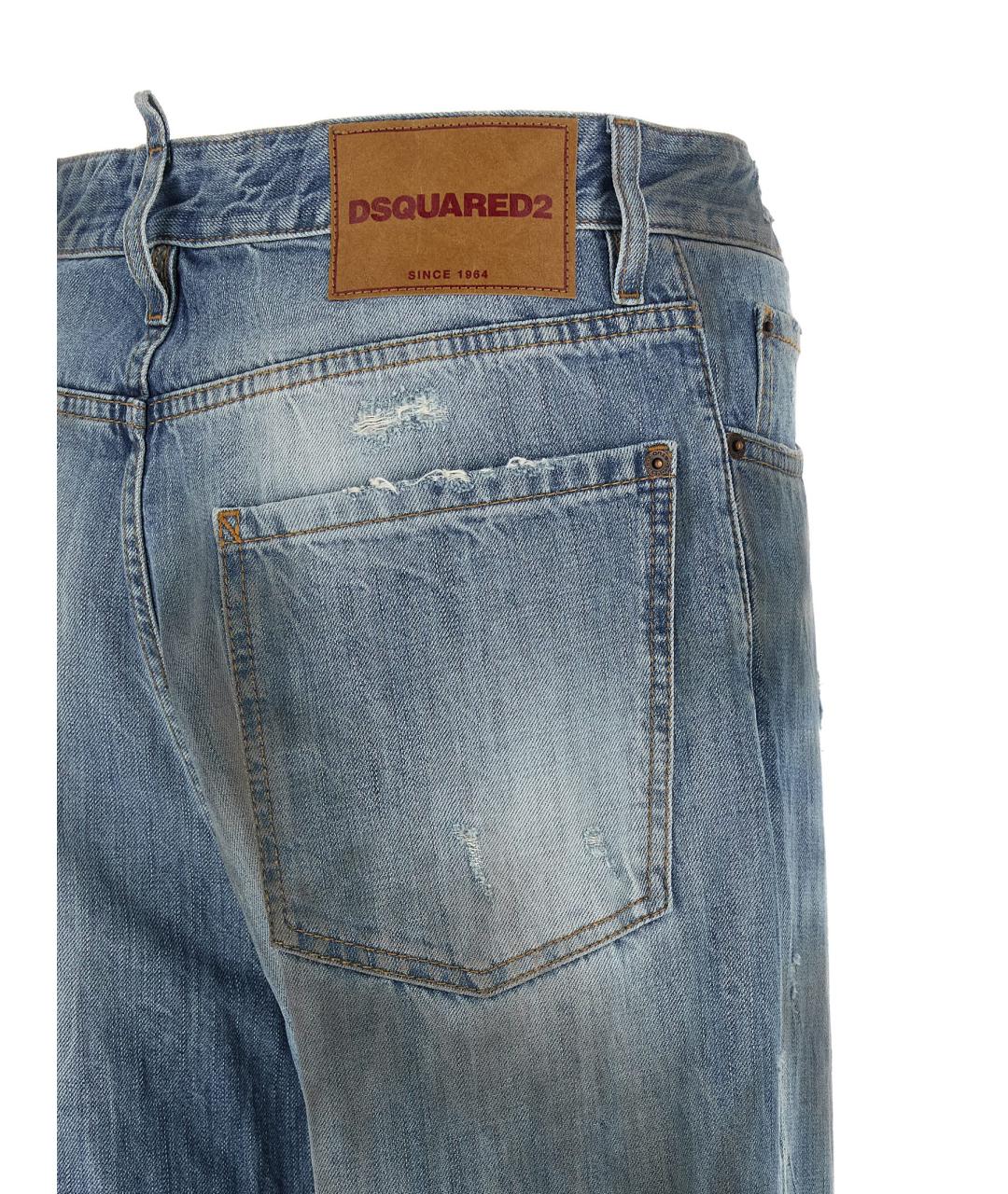 DSQUARED2 Синие хлопковые прямые джинсы, фото 4