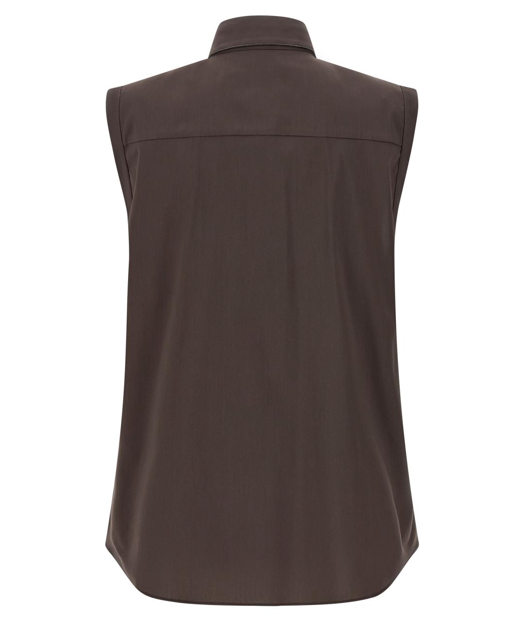 BRUNELLO CUCINELLI Коричневая хлопковая блузы, фото 2