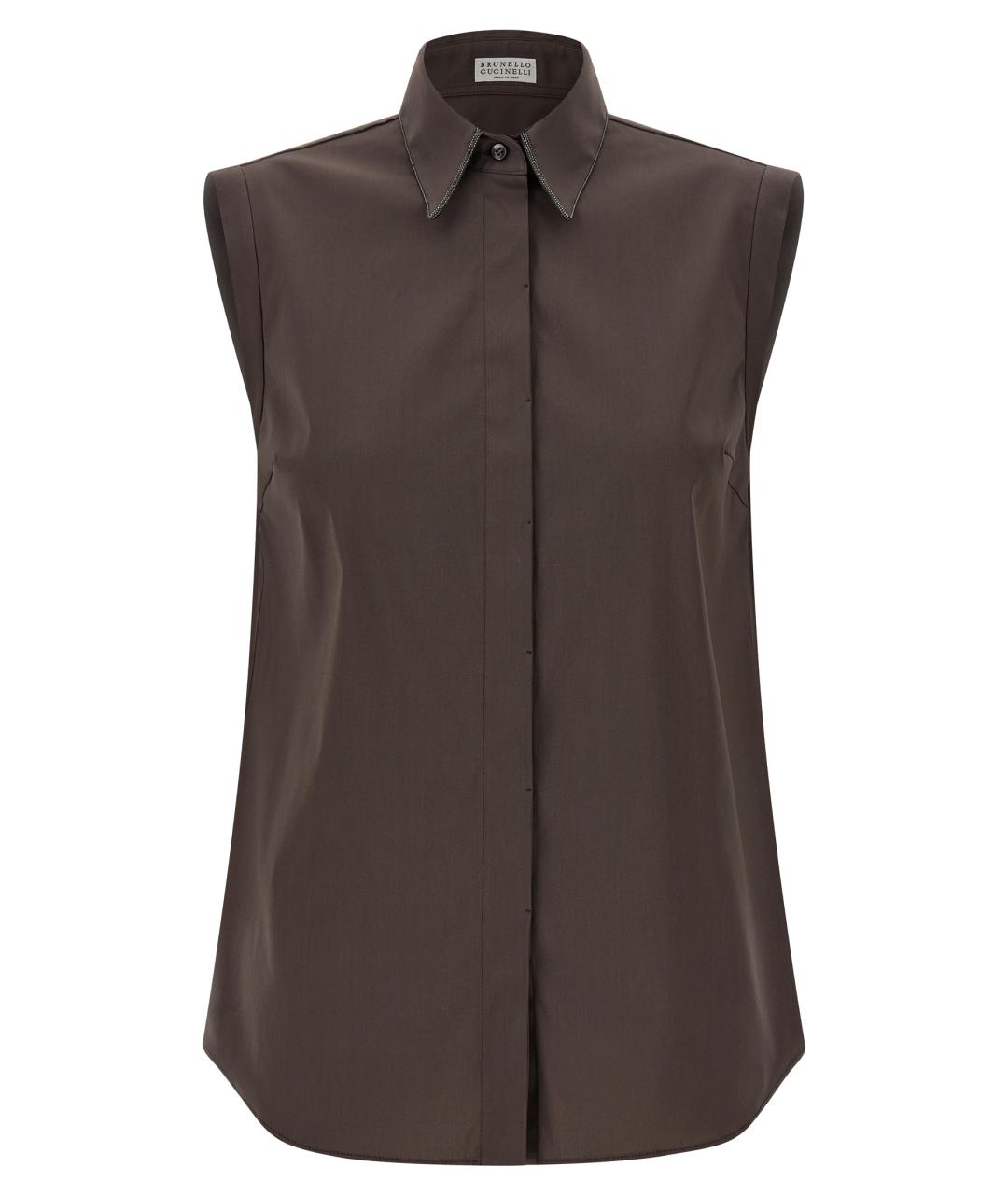 BRUNELLO CUCINELLI Коричневая хлопковая блузы, фото 1