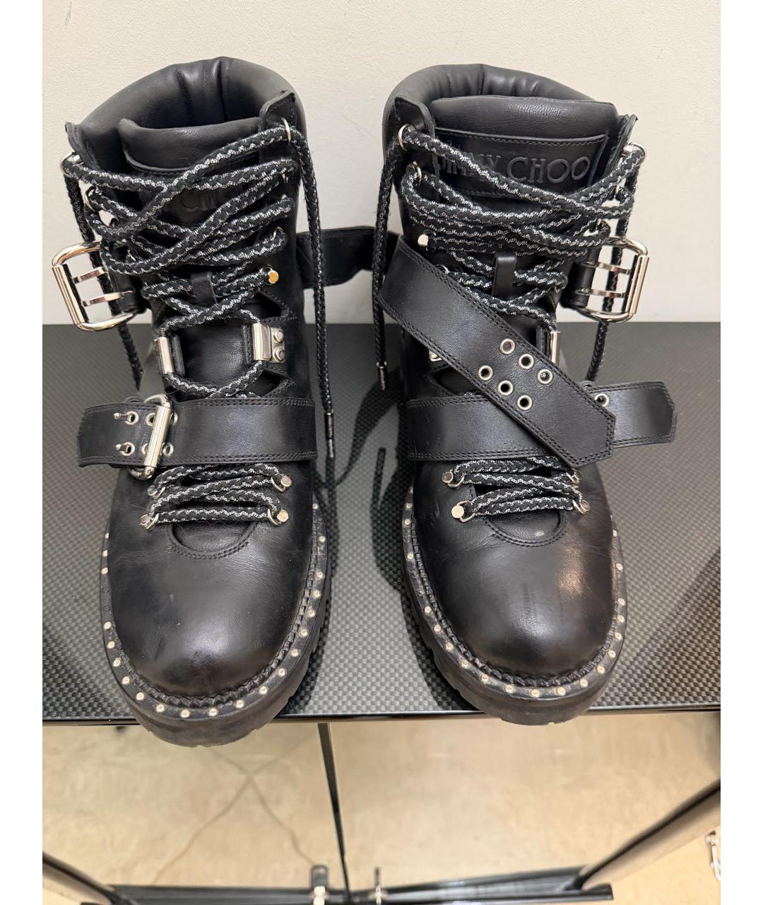 JIMMY CHOO Черные кожаные ботинки, фото 2