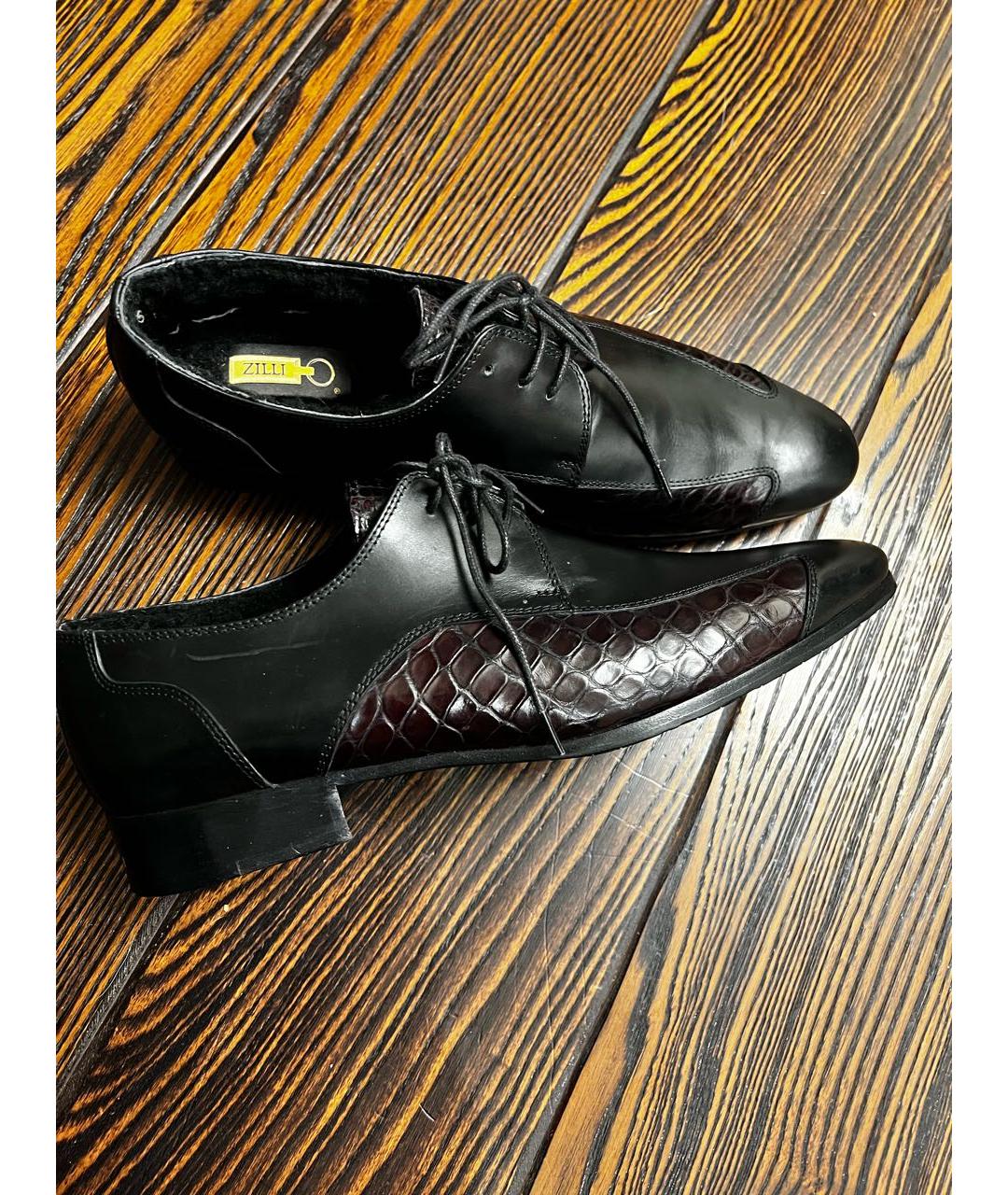 ZILLI Черные кожаные туфли, фото 9
