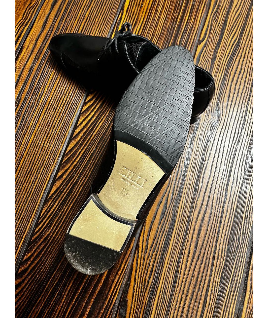 ZILLI Черные кожаные туфли, фото 6