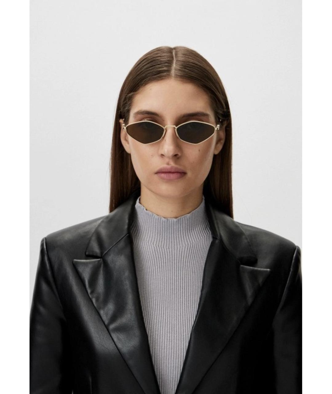 MIU MIU Золотые металлические солнцезащитные очки, фото 2